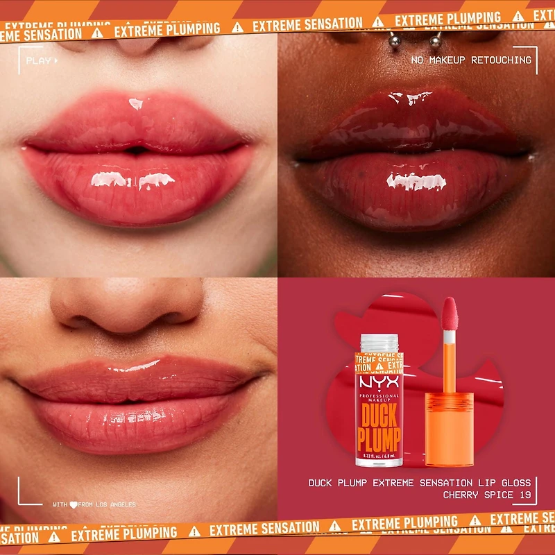NYX Professional Makeup Duck Plump Plumping Lip Gloss - Cherry Spice, Infused with spicy ginger