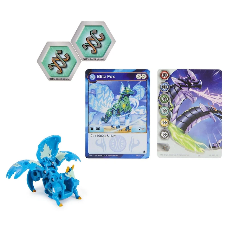 Bakugan Evolutions, Blitz Fox, Figurine articulée de 5,1 cm et carte à collectionner, jouets pour garçons à partir de 6 ans