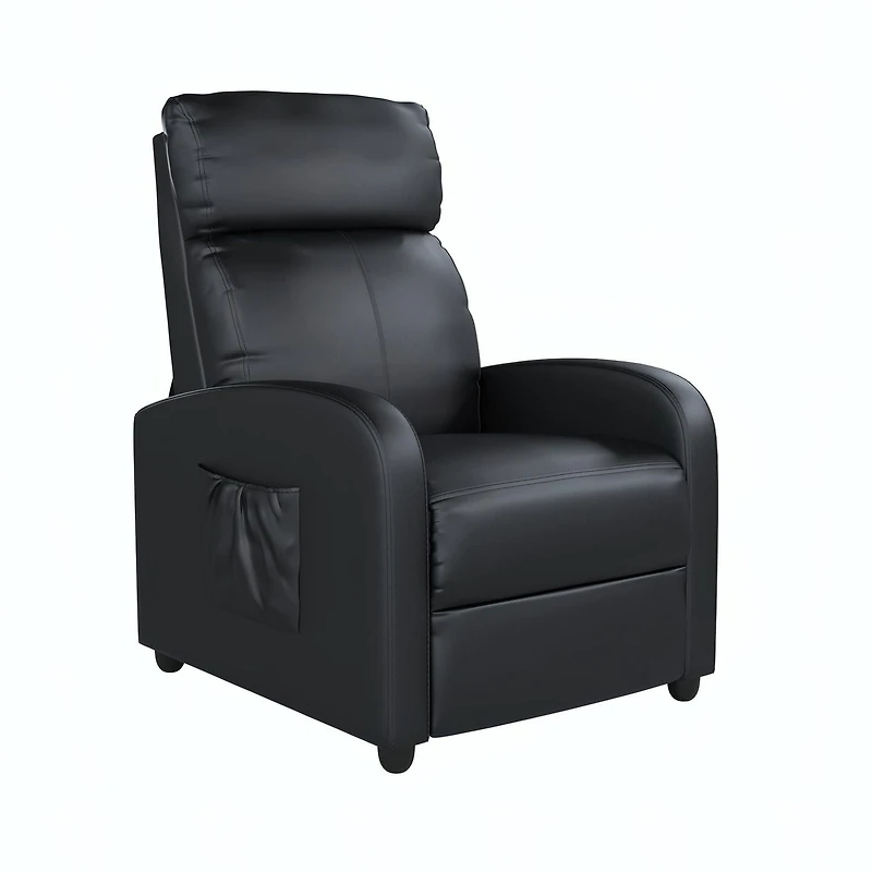 DHP Harrison Pushback Recliner with Massage Backrest, Black Faux Leather