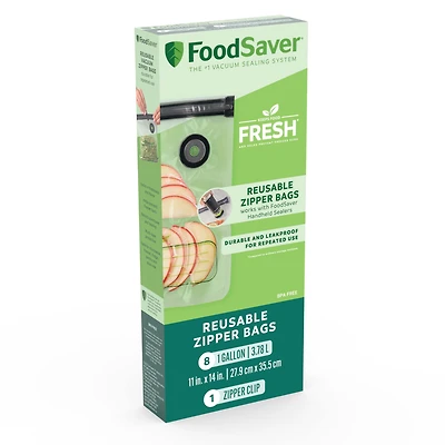 Sacs à glissière réutilisables Foodsaver, 3,78 L (1 gal), 8 unités 8 unités