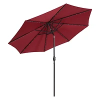CorLiving Pegasus 9Ft Round Tilting Patio Umbrella with Solar Powered LED Lights and Powder-Coated Steel Frame