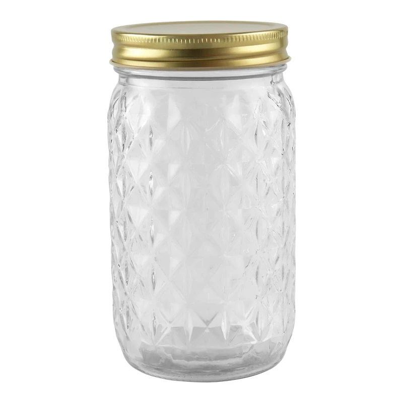Pot en verre embossé de 1 L