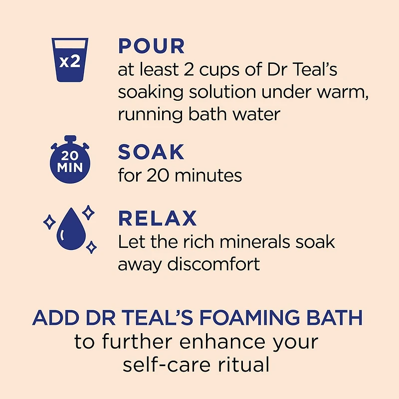 Dr Teal's Solution de trempage au sel d'Epsom pur, Éclat et rayonnement avec vitamine C et huiles essentielles d'agrumes, 1.36 kg