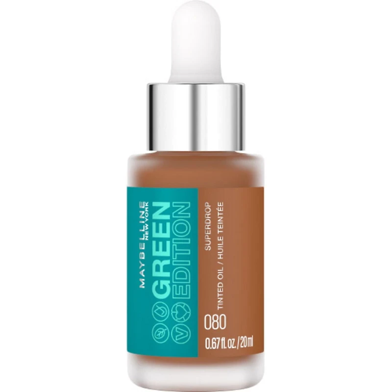 Maybelline New York Green Edition - Face Makeup Superdrop Tinted Oil Makeup, Adjustable Coverage, shade 10, 20 ml