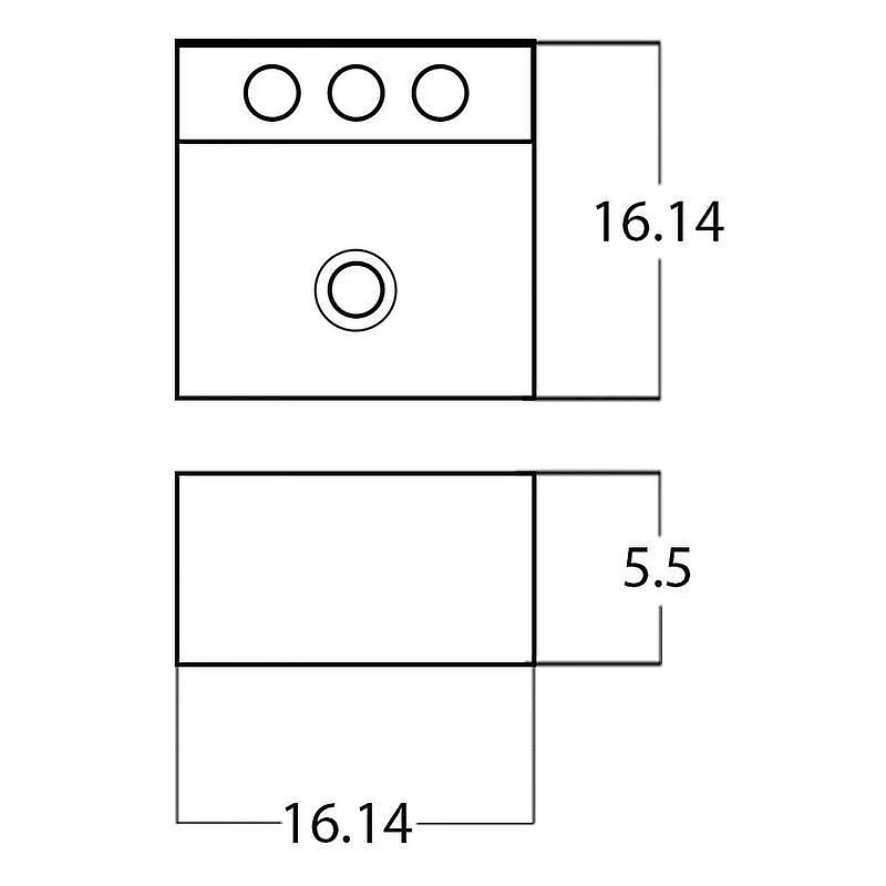 American Imaginations 16.14-in. W Semi-Recessed Black Bathroom Vessel Sink For 3H8-in. Center Drilling AI-28357