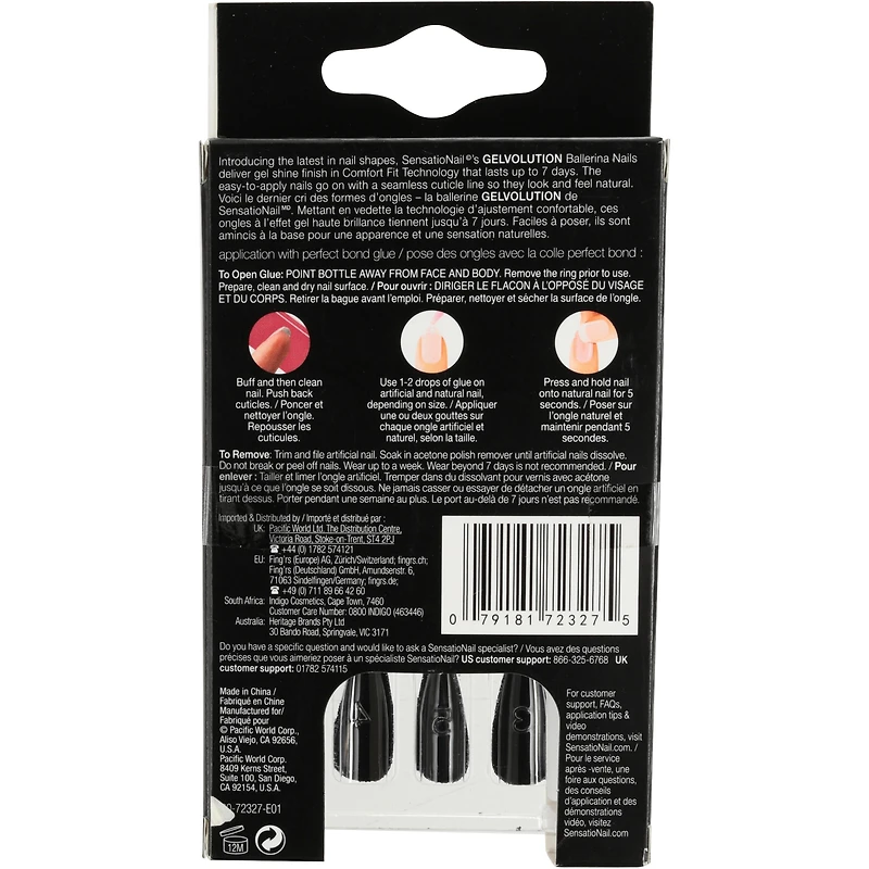SensatioNail Gelvolution Gel Shine Finish Glue-On Nails Ballerina