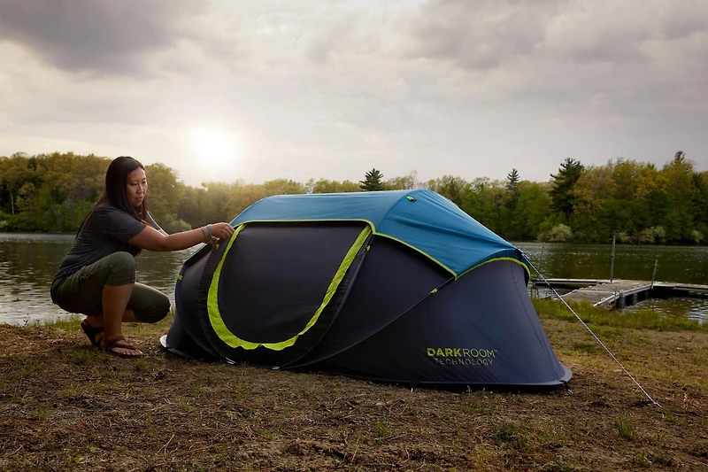 Coleman 2-Person Dark Room Pop-Up Camping Tent, Blue