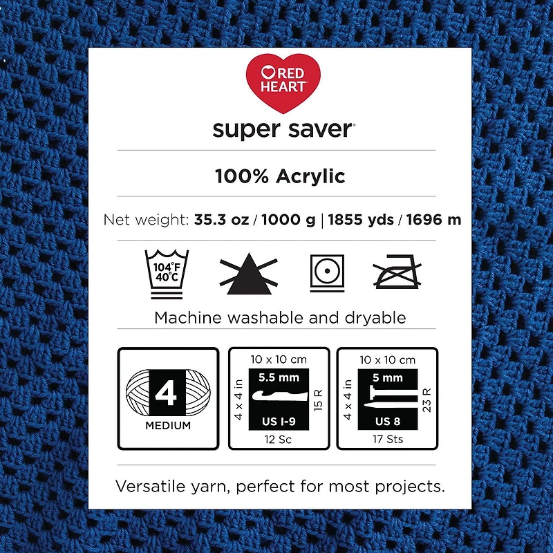 Red Heart® Fil Super Saver®1000G, Acrylique #4 Moyen, 35,3 oz/1000g, 1855 Yards