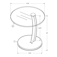 Monarch Specialties Table D'appoint, En Forme De C, Bout, Côté, Collation, Salon, Chambre À Coucher, Stratifié, Verre Trempé, Brun, Dégager, Contemporain, Moderne