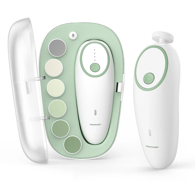 Momcozy Baby Nail File Electric, Gentle Baby Nail Trimmer Electric Rechargeable, Baby Nail Clipper Electric, 7 Grinding Head Replacement Pads, MOMCOZY Electric Baby Nail File Kit