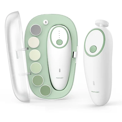 Momcozy Baby Nail File Electric, Gentle Baby Nail Trimmer Electric Rechargeable, Baby Nail Clipper Electric, 7 Grinding Head Replacement Pads, MOMCOZY Electric Baby Nail File Kit