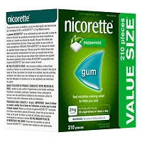 Nicorette Peppermint Gum, 2 mg, Quit Smoking, Nicotine Gum, Smoking Cessation Aid, NRT, Reduce Cravings, 210 pieces