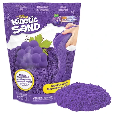Kinetic Sand, Sable de jeu parfumé Merveilleux raisin, 227 g, jouets sensoriels pour les enfants à partir de 3 ans