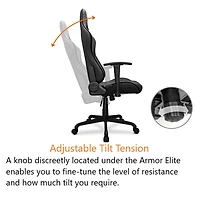 Chaise de gaming Cougar Armor Elite - Cuir PVC avec dossier inclinable jusqu'à 160º, accoudoirs 2D réglables et mécanisme d'inclinaison ajustable, coussins pour la tête et les lombaires