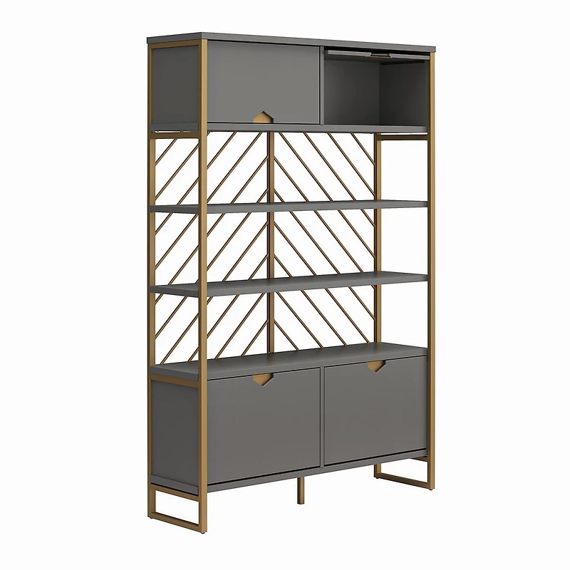 CosmoLiving by Cosmopolitan Brielle Shoe Storage Bookcase & Room Divider, Graphite Gray