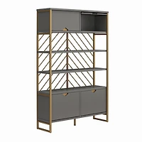 CosmoLiving by Cosmopolitan Brielle Shoe Storage Bookcase & Room Divider, Graphite Gray