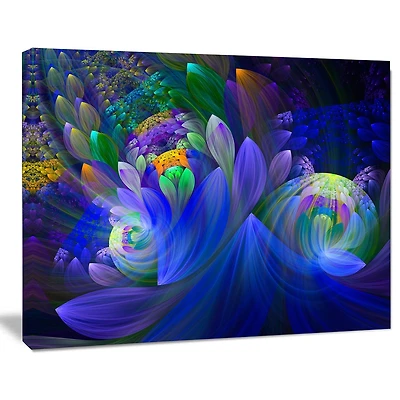 Design Art Blue Fractal Flower Bouquet Floral Large Abstract Canvas Art Print