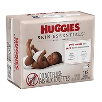 Lingettes pour bébés Huggies Skin Essentials, 2 emballages à couvercle rabattable (112 lingettes) 2 Emballages | 112 Lingettes