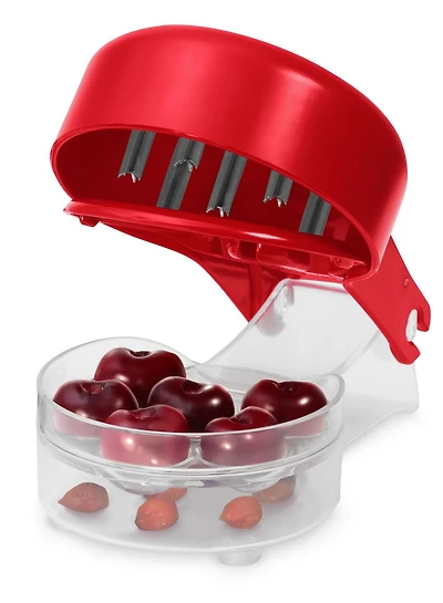 Starfrit Dénoyauteur de Cerises, 6 à la Fois, Rapide et Pratique pour Collations, Salades, Tartes, Va au Lave-Vaisselle, Compact pour le Rangement