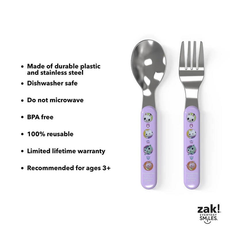 Zak Designs Gabby's Dollhouse Ensemble de Couverts 2pc