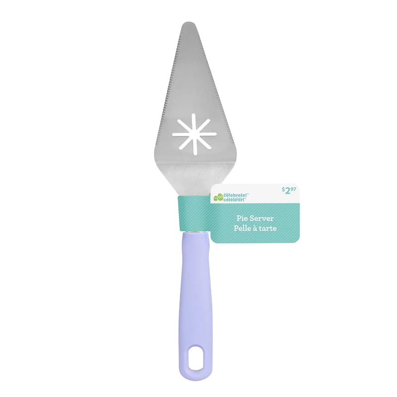 Way to Celebrate Stainless Steel Pie, Cake and Pizza Server in Soft Purple, Easter Baking Tool