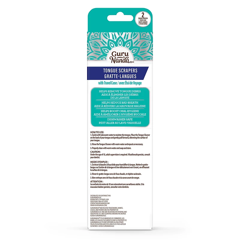 GuruNanda Assortiment de Gratte-Langues en Cuillère et en U avec Étui de Voyage, Acier Inoxydable, Sans BPA, pour Tous les Âges