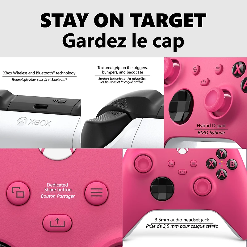 Manette sans fil Xbox - Rose Foncé pour Xbox Series X|S, Xbox One et appareils Windows