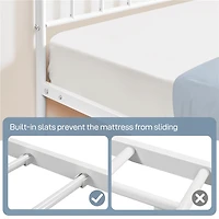 Fullfurnique Minimalist Metal Bed Frame with Vertical Bar Headboard and Footboard, Queen, White