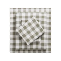 HOMETRENDS 3-Piece Tan Bufflalo Check Flannel Sheet Set, Twin, 100% Cotton