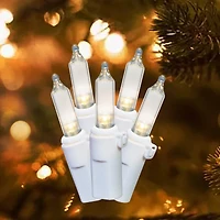Holiday Time 100-Count Warm White LED Glass Mini Christmas Lights, with White Wire