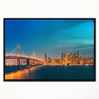 Design Art La Ligne D'Horizon De San Francisco Dans La Nuit  Sur Toile Encadrée
