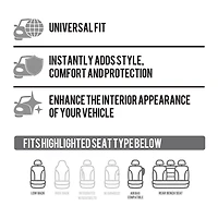 AUTO DRIVE 3-PIECE Jacquard Car Seat Cover Full Set For Front and Rear Seat Universal Fit