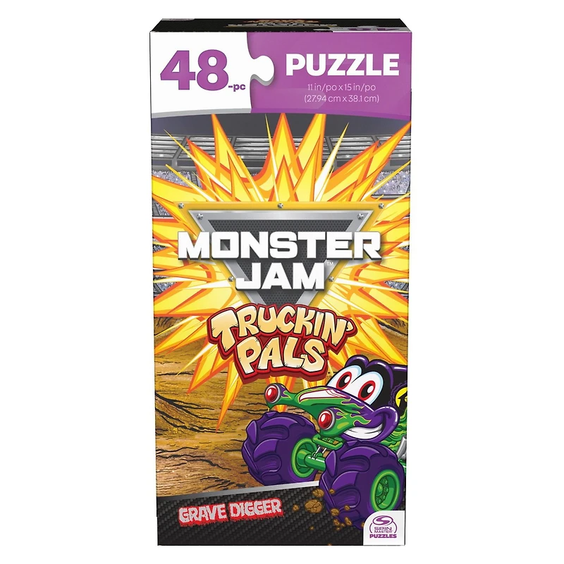 Monster Jam, Truckin' Pals Grave Digger, Puzzle de 48 pièces, monster truck, jouet sensoriel pour boîte à jouets, trucs cools, puzzles pour enfants, pour les enfants à partir de 4 ans