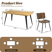 Homy Casa 5-Piece Dining Table Set with Live Edge Faux Wooden Top and 4 Chairs