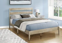 Monarch Specialties Bed, Queen Size, Frame Only, Platform Bed, Bedroom, Grey Wood Frame, Grey Solid Wood Legs, Contemporary