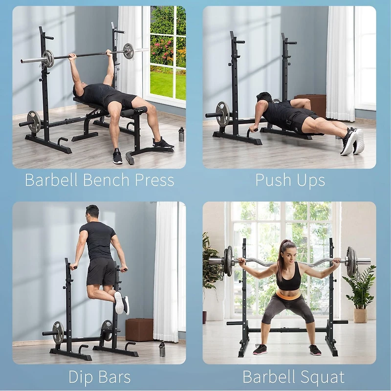 Soozier Banc de musculation multifonctions pour haltères, banc de musculation et presse