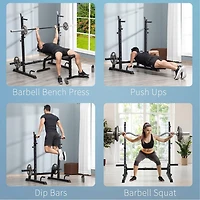 Soozier Multi-Function Barbell Squat Rack Adjustable Weight Lifting Bench Press