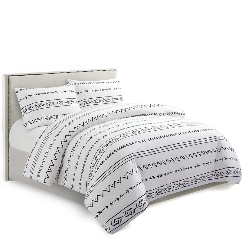 Marina Decoration Ultra Soft Silky Zipper Rich Printed Rayon from Bamboo All Season Duvet Cover Set with Pillowcases, Simplify Modern Geometric Pattern