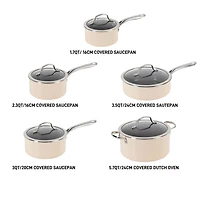 T-fal Excellence Ceramic 10PC Cookware Set, Cream