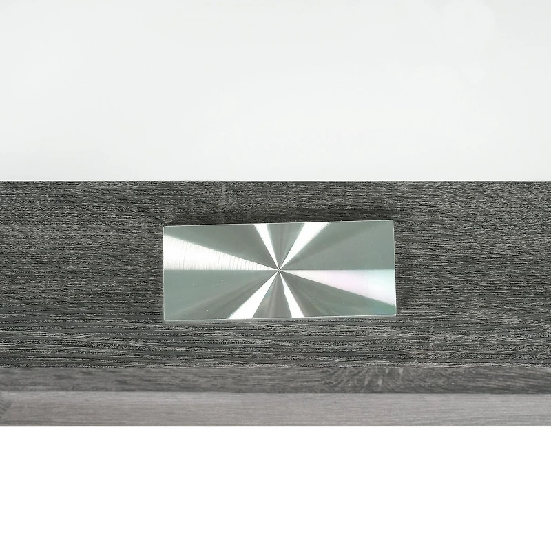 Caleb Grey Wood Side End Table with Glass Shelf