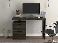 Safdie & Co. Desk 47.25L Dark Grey 3 Drawers Black Metal