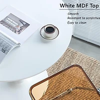 Bureau rond Homy Casa de 80 cm avec piètement en métal pour bureau ou maison