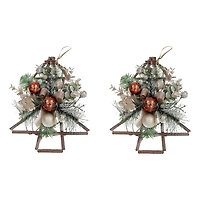 12" Rattan Tree Pine Hanging Décor - Set of 2
