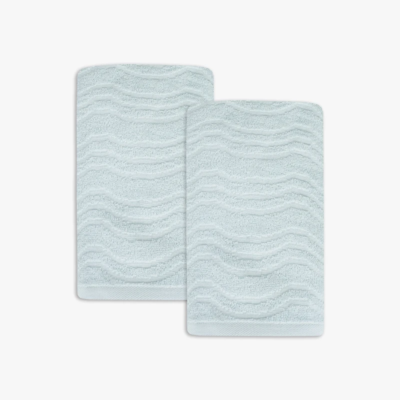 Mainstays Kids 2pk Hand Towel, Light Blue Waves, 15x26", 100% Cotton
