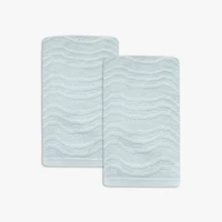 Mainstays Kids 2pk Hand Towel, Light Blue Waves, 15x26", 100% Cotton
