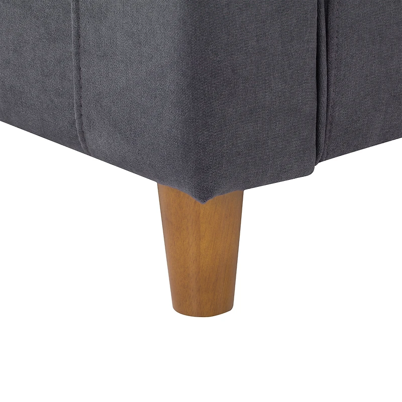 CorLiving Caroline Upholstered Indoor Accent Arm Chair with Flared Arms and Wood Legs, Dark Grey
