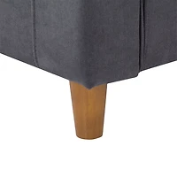 CorLiving Caroline Upholstered Indoor Accent Arm Chair with Flared Arms and Wood Legs, Dark Grey