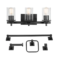 Ensemble pour salle de bain tout-en-un de 5 articles en de couleur noir mat