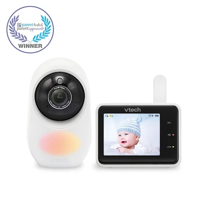 VTech RM2751 Moniteur vidéo 1080p Wi-Fi intelligent avec visionneuse portable ultra-profilé avec écran de 2,8 po, veilleuse, (blanc) RM2751
