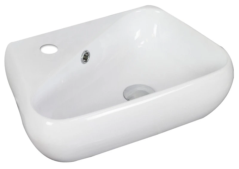 in. W Above Counter White Bathroom Vessel Sink Set For 1 Hole Left Faucet AI